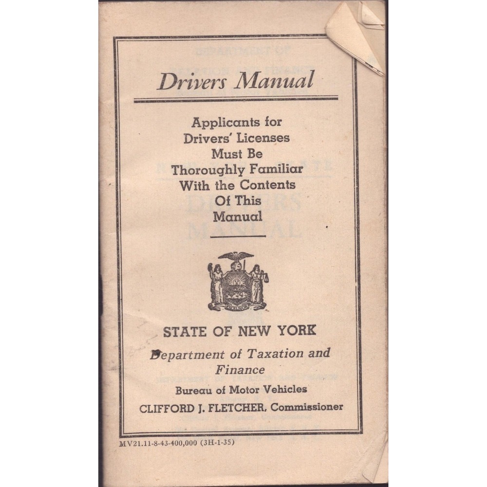 Vintage 1943 New York State Drivers Manual Bureau of Motor Vehicles Booklet - Picture 1 of 3